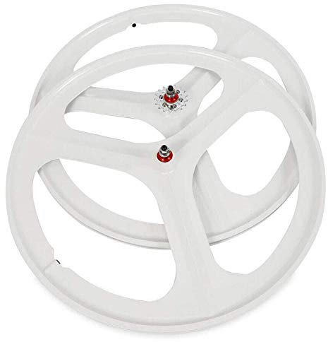 TYXTYX Bicycle Bike Wheel, 700C Fixed Gear Wheels, 26 MTB Bike Mag Wheel Set 3 Spoke Rim Single Speed Front Rear Fixie Bicycle Wheels Track Wheel Clincher Type Bike Wheel,(Front & Rear) White