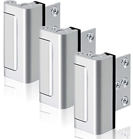 GreaTalent 3PACK Home Security Door Reinforcement Lock Childproof, Add High Security to Home Prevent Unauthorized Entry, Aluminum Construction Finish, Silver