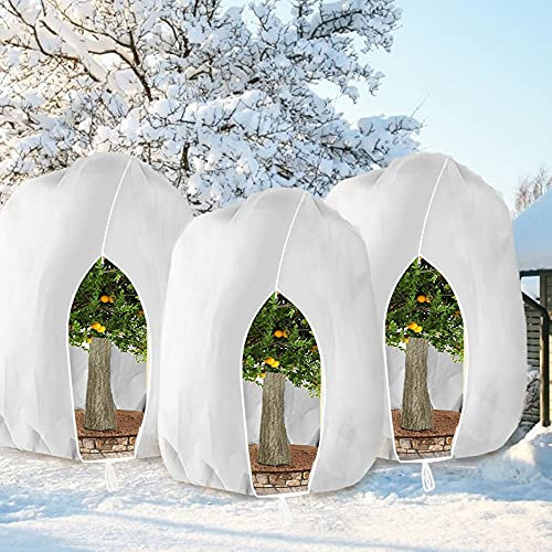 HERILIOS Winterschutz für Pflanzen, Frostschutz Pflanzenabdeckungen als Winterschutz, mit Reißverschluss für Baum Palmen Balkonpflanzen haube Zelt Atmungsaktiv - Reißfest,250 x 360cm Weiß 3 Stücke