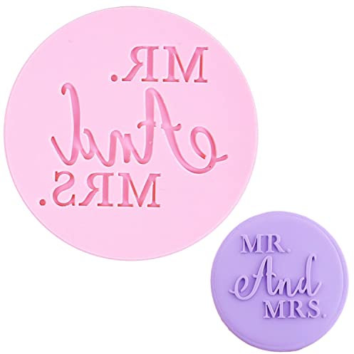 Crethink Wedding Fondant Embosser MR. and MRS. Shape 3D Design Cookie Stamp for Baking Cookies,Decorating Cake/Sugar Paste/Cupcake