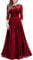 MIUSOL Women's Retro Floral Lace 3/4 Sleeve Wedding Bridesmaid Maxi Dress ( XX-Large, Red )
