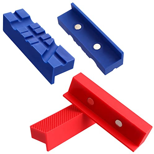 WORKPRO 2-Pair 4-1/2 Vise Jaw Pads, Magnetic TPU Vise Jaw Protective Covers, 1 Multi-Groove Jaw Pads Set and 1 Standard Waffle Surface Jaw Pads Set