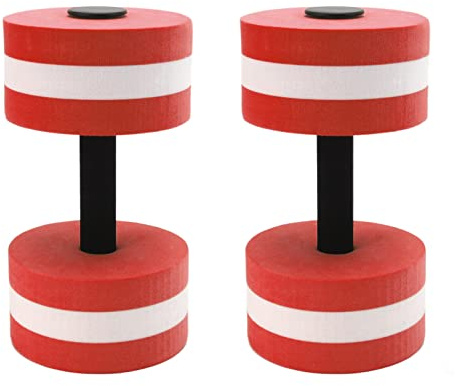 Wasserhanteln, Set mit 2 Leichten Wasserhanteln, Eva-Schaum, Wassergymnastik, Gewichte, Übungspool, Widerstand, Schwimmtrainingsgerät für Aqua-Fitness, Gewichtsverlust, Yoga, 10,6 X 5,9 Zoll(Rot)