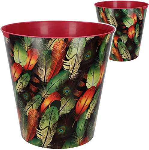Papierkorb - Behälter Modell wählbar 10 Liter - wasserdicht - 28 cm - aus Kunststoff - Bunte Federn Mülleimer Eimer - auch als Blumentopf & Getränkekühl..