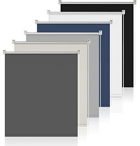 Verdunklungsrollo Klemmfix Rollo ohne Bohren Dunkelgrau B90 x H100cm-Stoffbreite 85cm Fenster Verdunkelung Jalousie Jalousien Sonnenschutz Fenster innen ohne Bohren