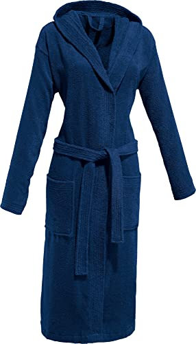 REDBEST Unisex-Bademantel, Morgenmantel, Saunamantel Frottier Chicago dunkelblau Größe S - schnell trocknend und saugstark, 100% Baumwolle