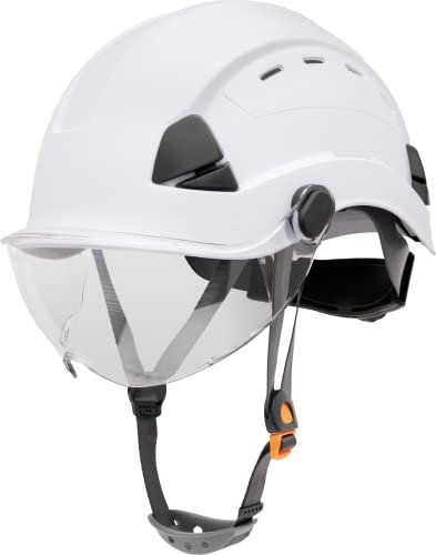 Honeywell Casco de Seguridad Fibre Metal con Visera, Versión Hard Hat para Construcción, Ventilado, Barbijo con Hebilla de 4 Puntos, Suspensión de trinquete de 6 Puntos, Blanco, FSH11001E