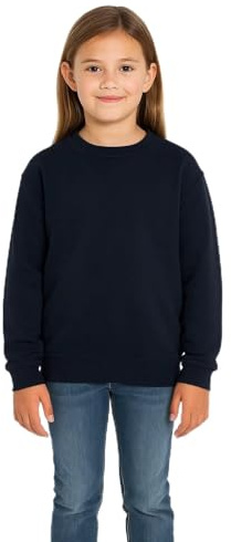 True Face Kids Sweatshirt Crew Neck Jumper Long Sleeve Cotton Pullover Plain Sweater Ribbed Cuff Boys School Uniform Top