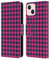 Head Case Designs Rosado Y Azul Modelos de Pata de Gallo Carcasa de Cuero Tipo Libro Compatible con Apple iPhone 13