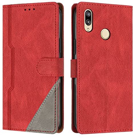 JZASES Cover per Huawei P20 Lite/Nova 3E, Custodia in PU Pelle, Antiurto Libro Portafoglio Protettiva Cover Compatibile con Huawei P20 Lite/Nova 3E, Rosso