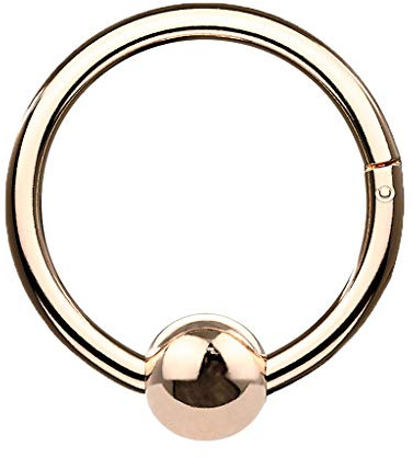 Piercingfaktor Titan Clicker Scharnier Ring mit Kugel Nasen Piercing Septum Tragus Helix Nase Nasenring Nasenpiercing Ohr Knorpel Segment Klicker Rosegold 1,6mm x 12mm x 4mm