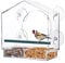 SANON Vogelfutterstation für Fenster, Transparent Vogelhaus Fensterscheibe, Vogelhaus Fenster mit 4 starken Saugnäpfen und Ablauflöchern