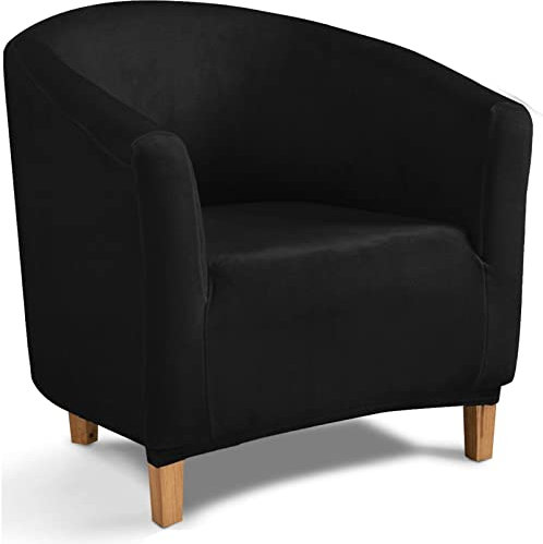 YOPOIY Polyester Waschbar Loungesessel Cocktailsessel Abnehmbar Wannenstuhlbezug Hohe Dehnung Club Chair Schonbezug für Wohnzimmer Bartheke Hotel -Schwarz