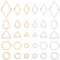 BENECREAT 120Pcs 30Styles Real 24K Gold Silver Plated Linking Ring, Rundes Tropfen-Rhombus-Dreieck-Sechseck-Geometrisches Messing Mit Offener Lünette Für Halsketten, Schmuck