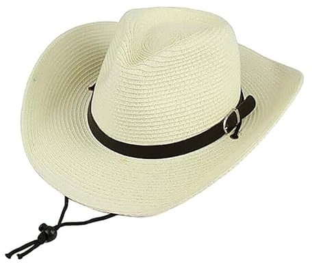 JIAHG Unisex Cowboyhut Strohhut Herren Westernhut Sommerhut Sonnenhut Stroh Panamahut Piratenhut Damen Strandhut Fischerhut Strandmütze