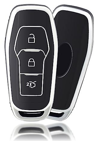 OFFCURVE Schlüsselhülle für Ford Kuga Mk3 Explorer Focus Mondeo Mustang | TPU autoschlüssel hülle für Ford 3-Tasten Smartkey. Kompatibel mit Ford Focus Mondeo Mustang Fiesta Ecosport Galaxy Explorer