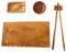 USAHA Juego de Plato de Sushi Japonés - 25x16x2.5 aprox. Tabla de Madera olivo tunecino - Set Vajilla con Cuenco regalo comer naguiri, juego de 6 piezas.
