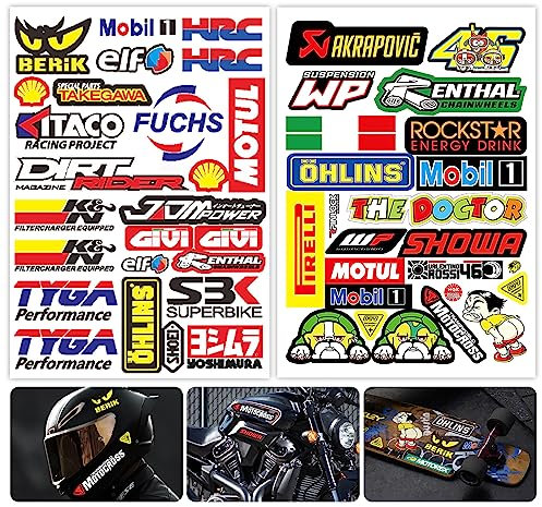 BOSYTRO 4-Teilig Motocross-Aufkleber,Motorsport Aufkleber, Aufkleber für motorräder, Offroad Motorräder und Helme geeignet für Motorradliebhaber (8033/8037)