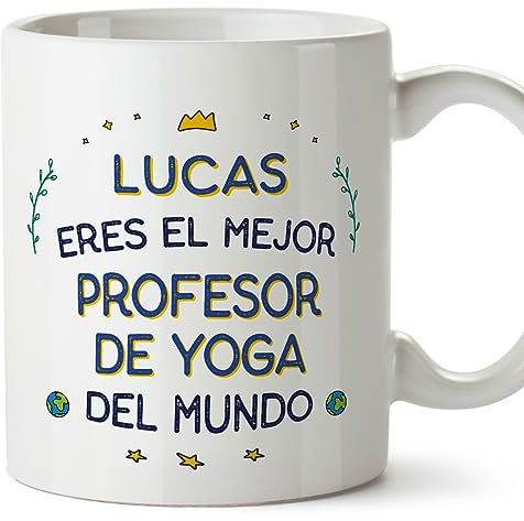 MUGFFINS Tazas Personalizadas para PROFESOR DE YOGA hombre - En Español - Mejor del Mundo - 11 oz / 330 ml - Regalo Personalizable original y divertido