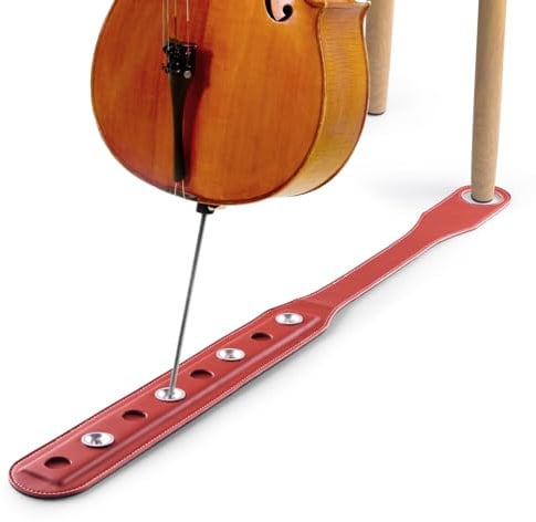 Rockhouse Cello Rock Stop Endpin Ankergurt Rutschfester Stopper Rest Halter Ständer Lederpolster mit 8 Spike-Positionen, Braun