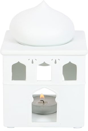 Weiße Moschee Duftlampe für Kerzenlicht Dekor und Duftwärmer – perfekt für Eid-Feiern und Gebetsraumbeleuchtung