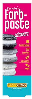 DECOCINO Farbpaste Schwarz – 20 g – Lebensmittelfarbe, ideal zum Einfärben von Kuchen, Fondant und Cremes – AZO-frei und glutenfrei