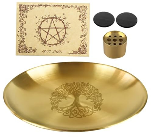 BESPORTBLE Bandeja Porta Incienso de Metal con 9 Orificios Y Forma de Árbol de La Vida de 14 Cm Portavelas Ritual Quemador de Incienso Decorativo para Decoración del Hogar