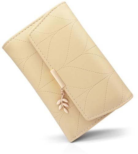 REETEE Portefeuille Femme en Cuir PU Petit Porte Monnaie Slots de Carte, Porte Feuilles pour Femme Court avec Porte-Monnaie Zippé et Portefeuilles Pochette Femme (L-Abricots)