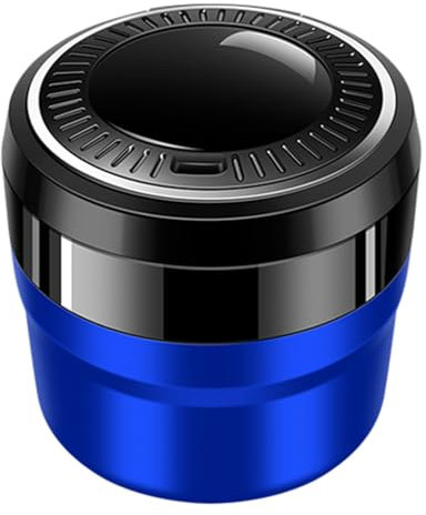 KEAAN Ceniceros para Coche para Mini Cooper 2-Doors Cooper SE Electric Bandeja de Ceniza de Coche Desmontable Mini Papelera de Coche con Tapa con Luz LED,Blue-7.5 * 6.7CM