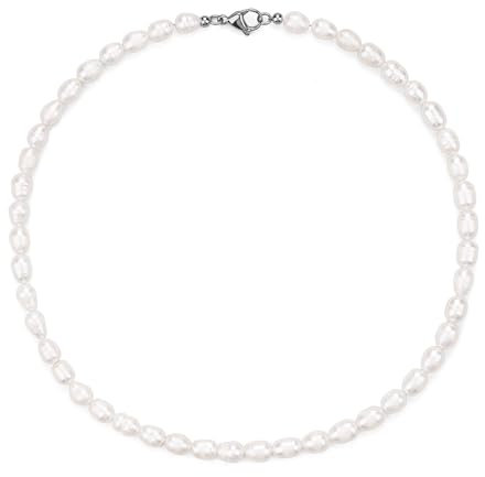 COAI Collana di Perle da Donna, Collana Filo di Perle Coltivate d'Acqua Dolce 40cm