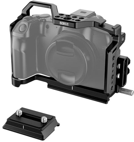 SIRUI R8 Cage Jaula para Cámara con Abrazadera de Cable HDMI, Placa de Liberación Rápida Incorporada para Arca, con Agujeros Roscados de 1/4y 3/8 para Canon EOS R8 - Am-EOSR8