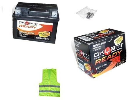 KOMPATIBEL MIT Yamaha CS Jog R 50 pro Jahr 2002 al 2013 Batterie YTX4L-BS OKYAMI OTX4L-BS GELIEFERT GELADEN UND BEREIT ZU VERWENDEN BATTERIEN AKTIVE 3 Ampere 12V 114X71X86MM