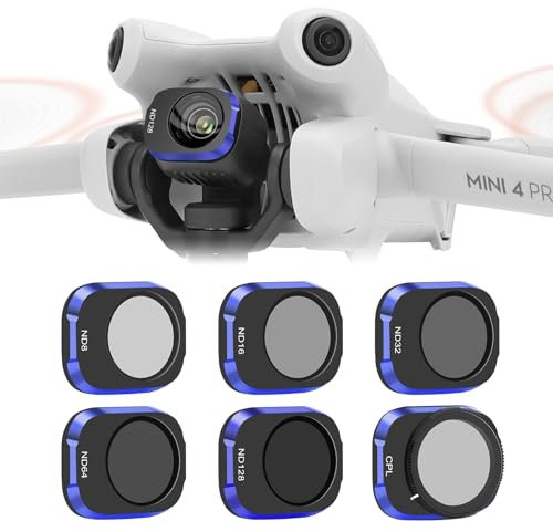 Gruiqrd ND CPL - Set di filtri compatibili con DJI Mini 4 Pro, lenti multiple in vetro ottico HD, confezione da 6 magnetici con telaio in alluminio (CPL ND8 ND16 ND32 ND64 ND128)
