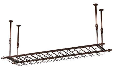 ZHSYXLB Portabottiglie da soffitto, altezza regolabile, portabottiglie da appendere al muro, calici in vetro, calici, portabottiglie, display decorativo in stile vintage, bronzo