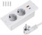 Regleta empotrable con USB, 2 enchufes, 1 conector USB-A y otro USB-C, 4 en 1, para mesa, triple toma empotrable con cable de extensión de 2 m, para oficina, casa (blanco)
