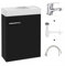 .Deftrans waschbecken gäste wc mit unterschrank 50 x 70 x 23 cm, gäste wc waschtisch, gästewaschbecken klein Set - waschbeckenunterschrank schwarz mit Siphon und Waschtischarmatur