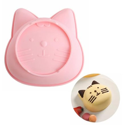 TUCHACA Cute Kitten 6 pollici in silicone gatto torta stampo padella, torta di pane Flan torta stampo, per feste di compleanno forno, cene degli amici. (Gatto rosa)