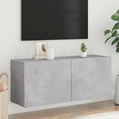 DYRJDJWIDHW Meuble TV LED,Meuble TV 180 cm Longueur,Meuble TV Mural Gris béton 100x30x41 cmConvient au Salon, à la Chambre à Coucher, à la Salle de séjour