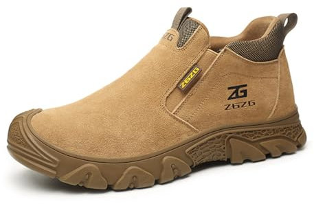 Webrosistol Scarpe Antinfortunistiche Uomo Comode Pelle Slip On Scarpe de Lavoro con Punta in Acciaio Saldatore Protettive Calzature