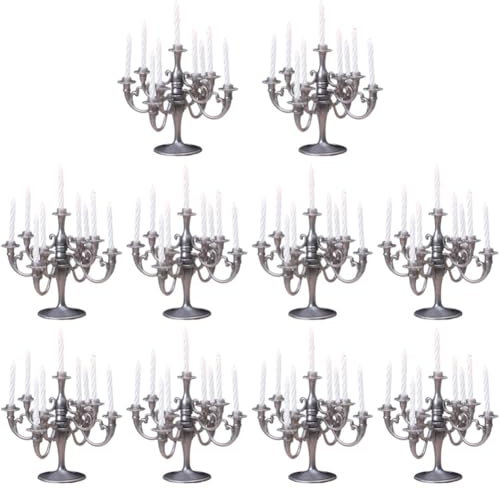 Mini Candelabra Cake Topper 10 Pcs Candlestick Candle Holder Dessert Food Cake Topper for Christmas Wedding Birthday Decor