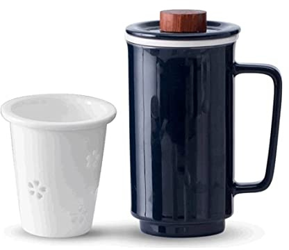 BOGAZY Coffee Cup Mug Tea Cup Water Bottle Minimalist Coffee Mug With Lid With Filter Large Ceramic Coffee Cup Tea Cup Multifunctional Coffee Mugs For Family(Dark blue)