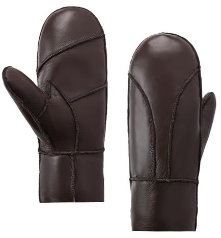 MGGMOKAY Männer Fäustlinge für Winter Herren Lammfell Shearling Fäustlinge Winter Lederhandschuhe,Hellbraun,XL