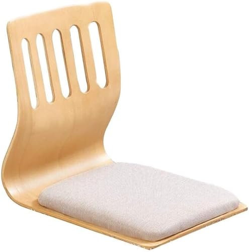 Yoeoefuo Bodenstuhl Bodensessel Ergonomisch Holzstuhl Innenstuhl Mit Rückenlehne TatamiStuhl Komfortabel Meditationsstuhl Tragbar Bodenkissen Wohnzimmer Schlafzimmer Möbel(Stil 1)
