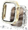 DEALELE [2-Pack] Gehäuse Gehärtetem Glas Kompatibel mit Apple Watch Series 10 (42mm), Glitzer Zweireihig Diamant Schutzhülle mit Gehärtetem Glas Displayschutz (42mm, Gold+Transparent)