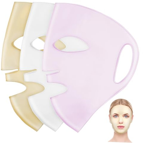 Healeved 3pièces Masques Silicone Réutilisables Couvertures De Masques Hydratants Pour Soins Visage Adaptés à Toutes Formes De Visage Confort Et Polyvalence