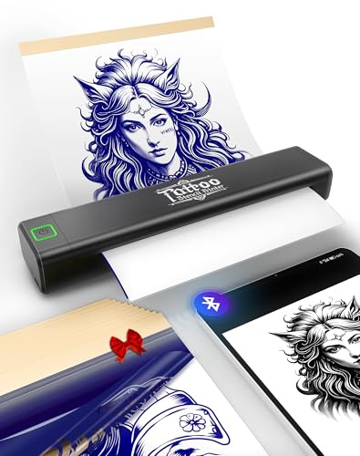 vretti Tattoo Stencil Printer, Bluetooth Thermal Tattoo Printer kit | Wireless Tattoo Machine Compatible With Android/iOS Phone,Tablet and PC,ideal for Tattoo Artists/Studio Beginners
