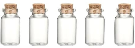 5 PCS Small Empty Spell Jars with Cork Lids – Mini glass bottles with stoppers, perfect for DIY crafts, decorations, weddings, or parties. Ideal for tiny wishing bottles or miniature potion bottles.