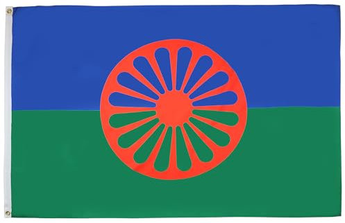 - Drapeau gitan – 9,1 x 1,5 m – Bannière de voyage en polyester léger avec deux œillets en laiton – Résistante à la décoloration – Couleurs vives – 150 x 90 cm