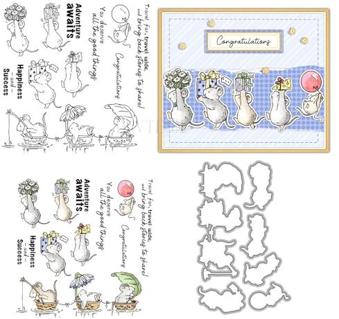 Stempel und Stanzformen für Kartengestaltung Mäuse aus transparentem Silikon, transparent, Stempel und Metall-Stanzformen, Sets für Bastelarbeiten, Scrapbooking, Papierbasteln, Dichtungen, dekoratives