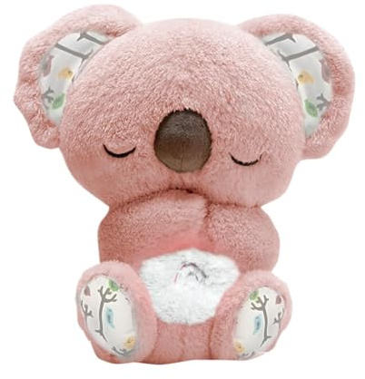 OKTAOAOO Soulagement De L'anxiété Koala Ours, Respiration Apaisante Loutre, Portable Jouet en Peluche avec Musical Et Lumières, Soulagement du Stress Jouet Animal pour Enfants Et Adultes Dormir(Pink)